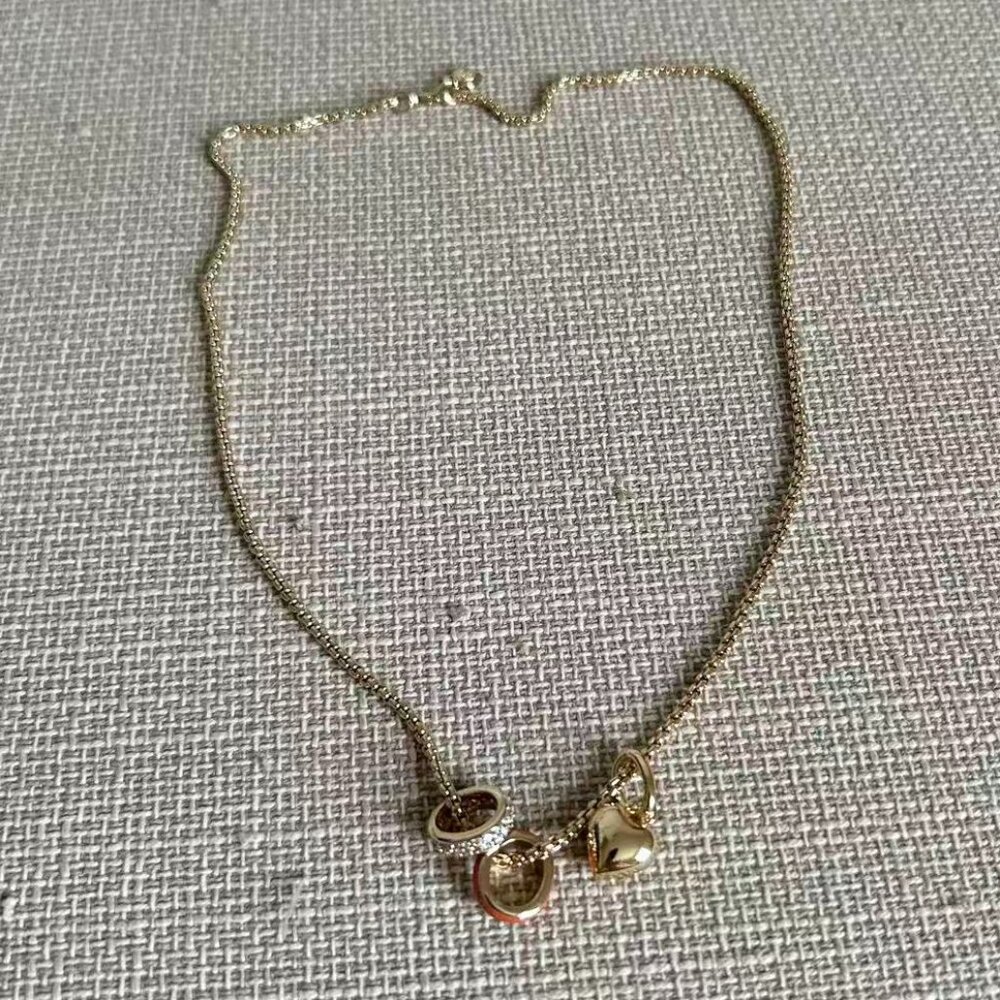 Roxanne Assoulin The Box Chain Charm Necklace Orange Gold Micro Puffy Heart - Picture 2 of 4